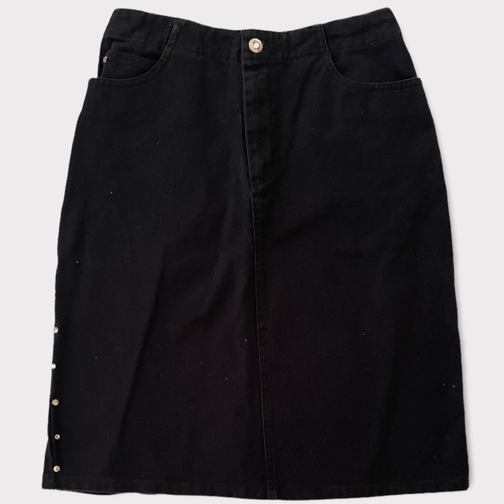 Faded Glory Women's Black Denim Studded Side Jean Pencil Skirt Size 6